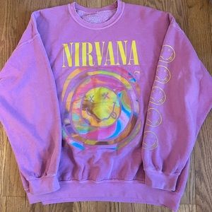 Urban outfitters pink nirvana crewneck, M